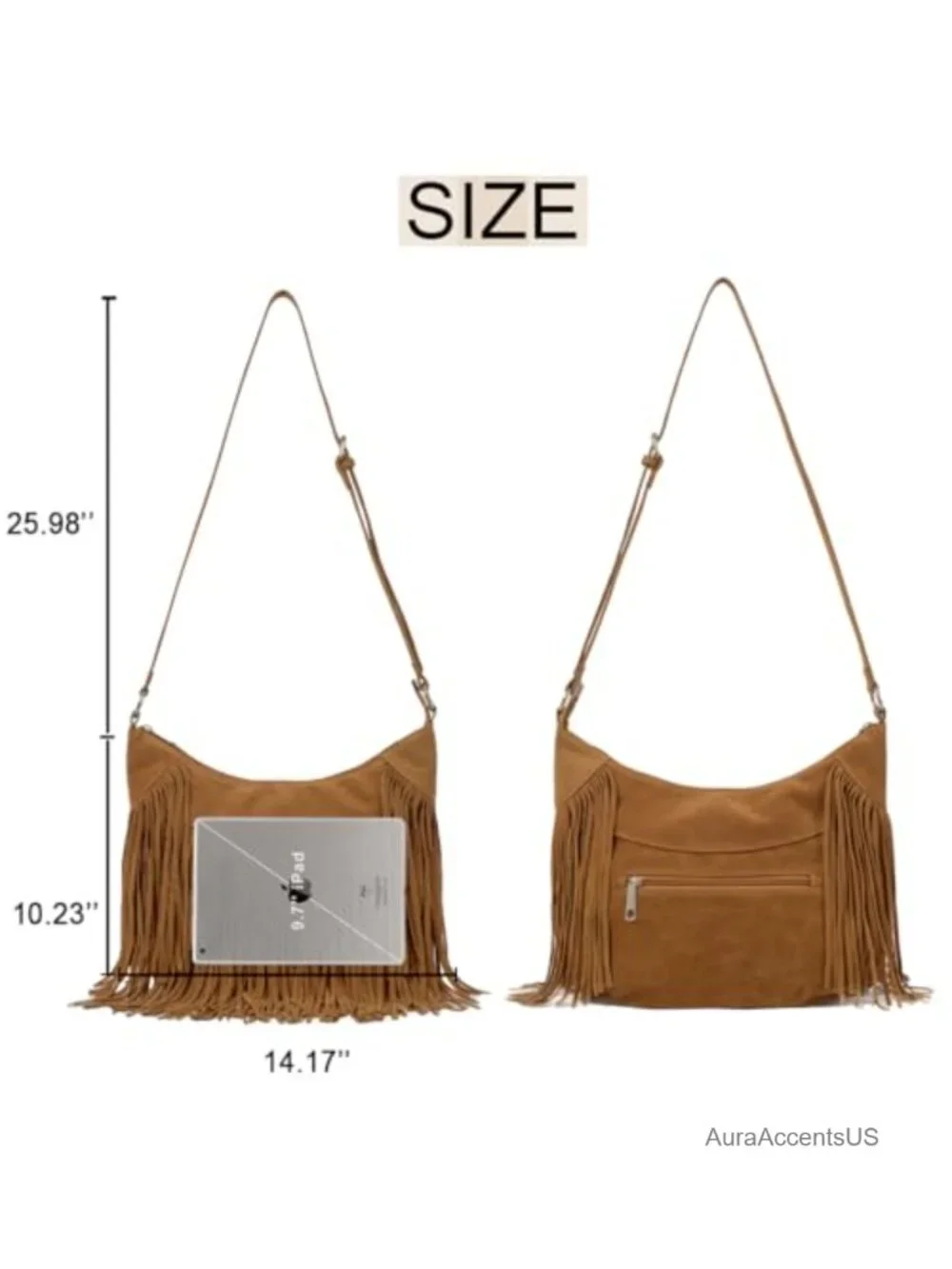 Fringe Hobo Bag Vegan Suede Tassel Crossbody Purse Western Hippie Shoulder Bag